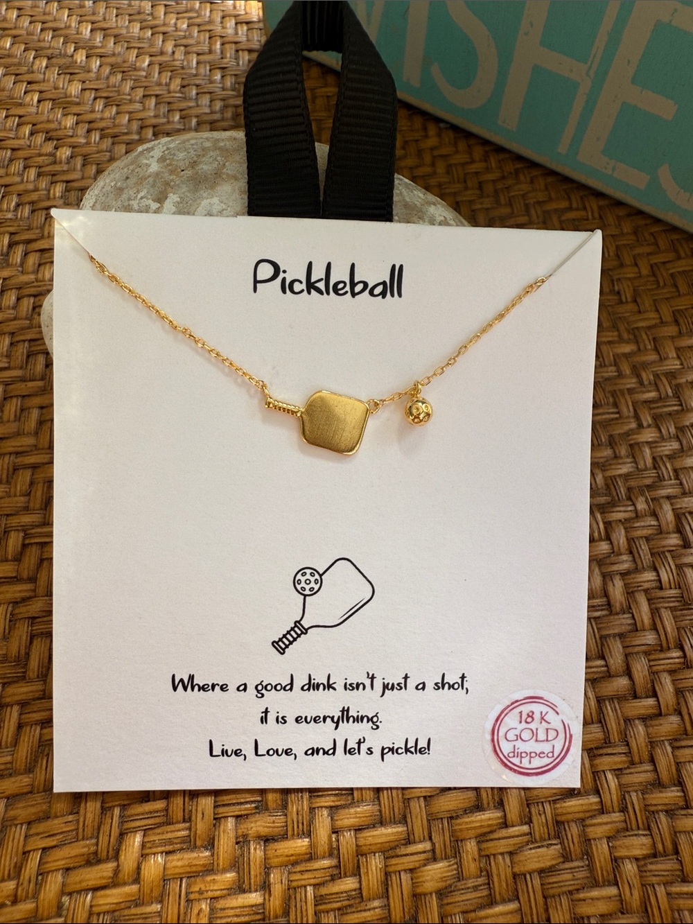 Gold Dipped Mini Paddle Pickleball Necklace by - Picture 2 of 8